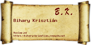 Bihary Krisztián névjegykártya